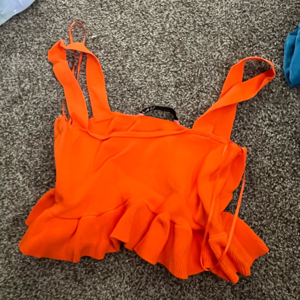 Zara orange peplum top